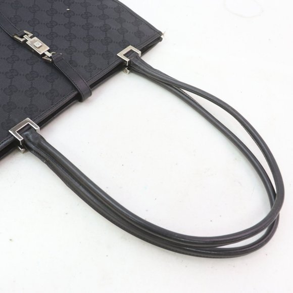 Auth Gucci Tote Bag Black Canvas #4880G69 - Picture 6 of 9